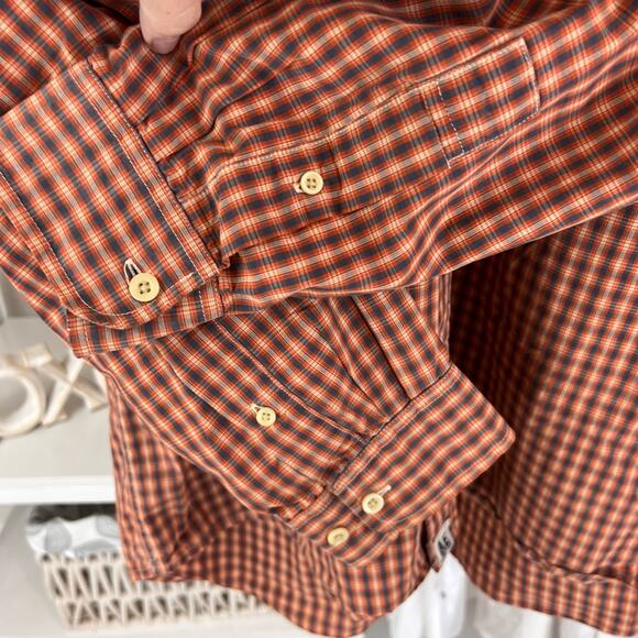 American Eagle Outfitters men's sz. Large orange & brown casual button down 1720 - Picture 2 of 10